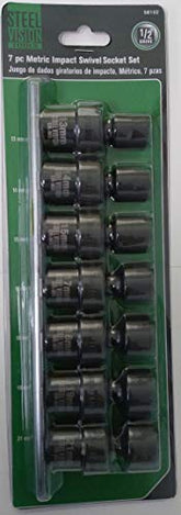 Steel Vision Tools 58102 7pc Metric Impact Swivel Socket Set 1/2" Drive - 58102